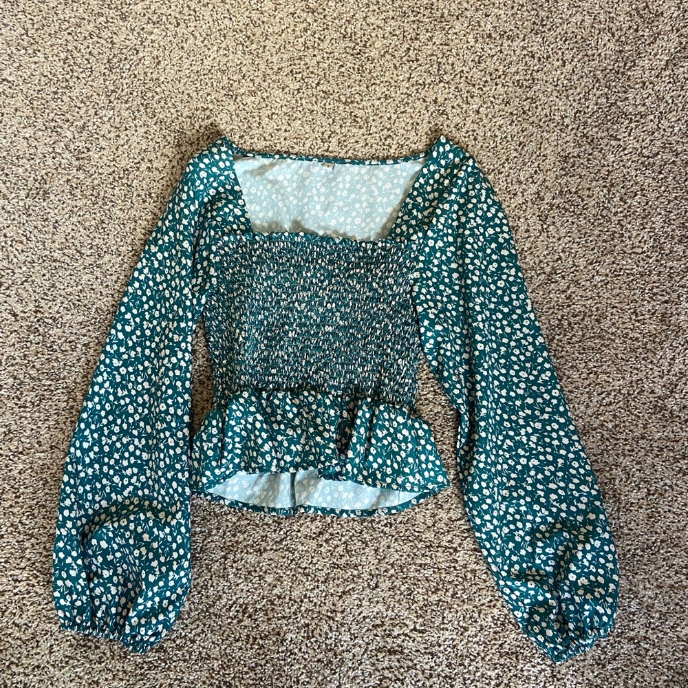 green floral long sleeve